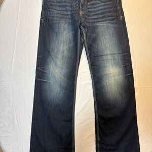BKE Carter 34R Men’s Denim Stretch Jeans Dark Wash Bootleg Light Whiskers